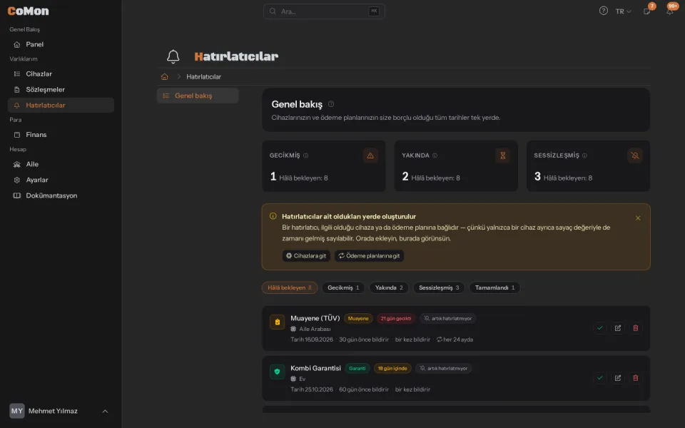 CoMon: bütün hatırlatıcılar tek yerde